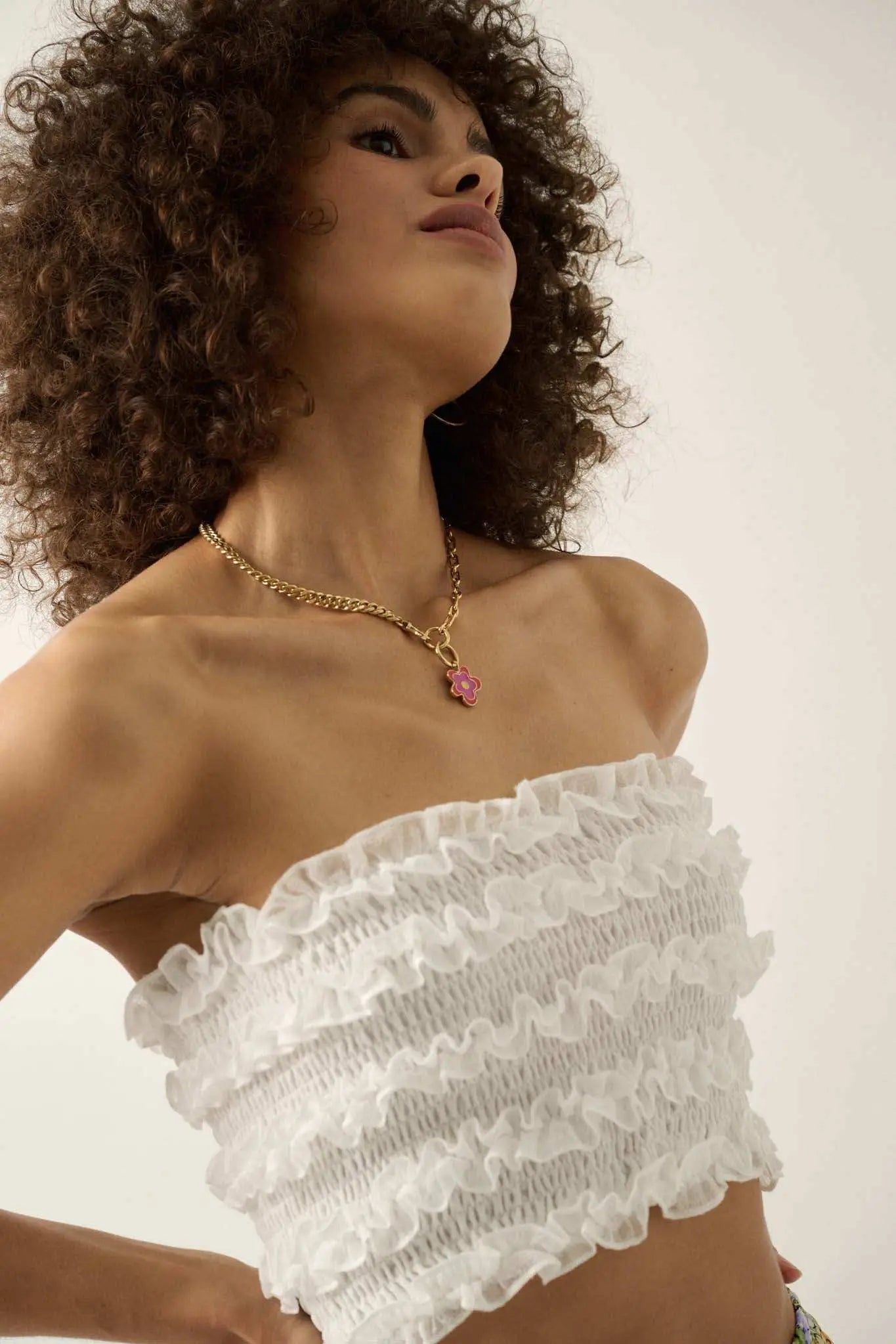 Pure Joy Smocked Ruffle Tube Top