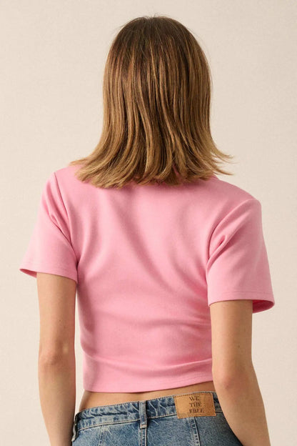 Premium Scuba Cropped Zip-Up Polo Top