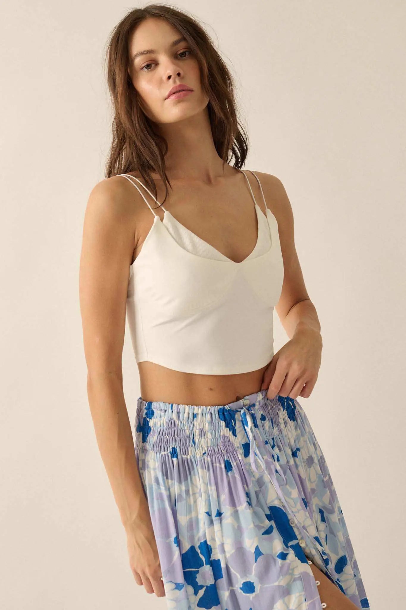 Lifted Fit Layered Cropped Cami Top