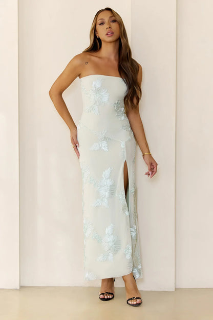 Iconic Influence Strapless Mesh Maxi Dress Mint