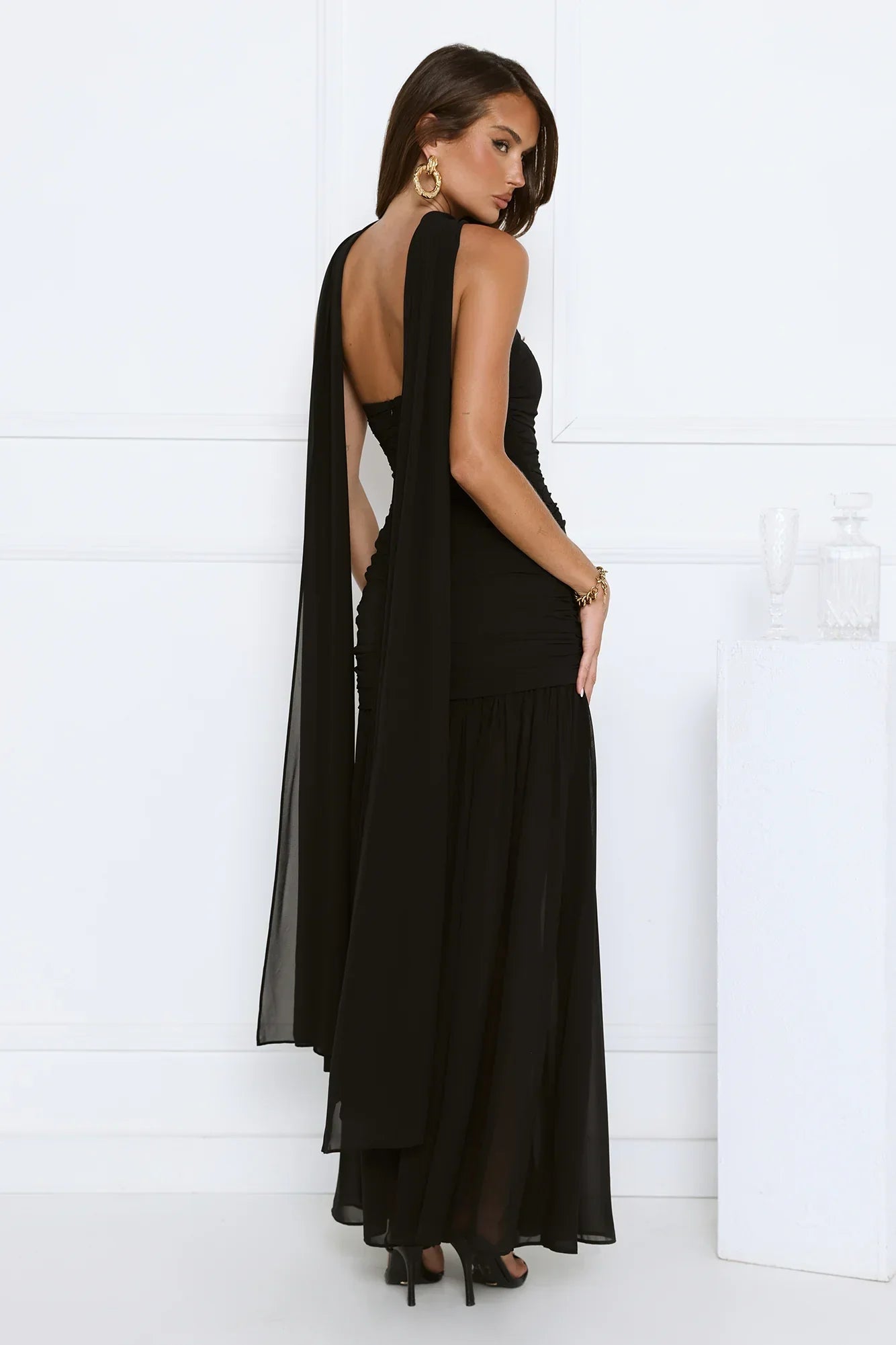 Soirée Glow Strapless Maxi Dress Black