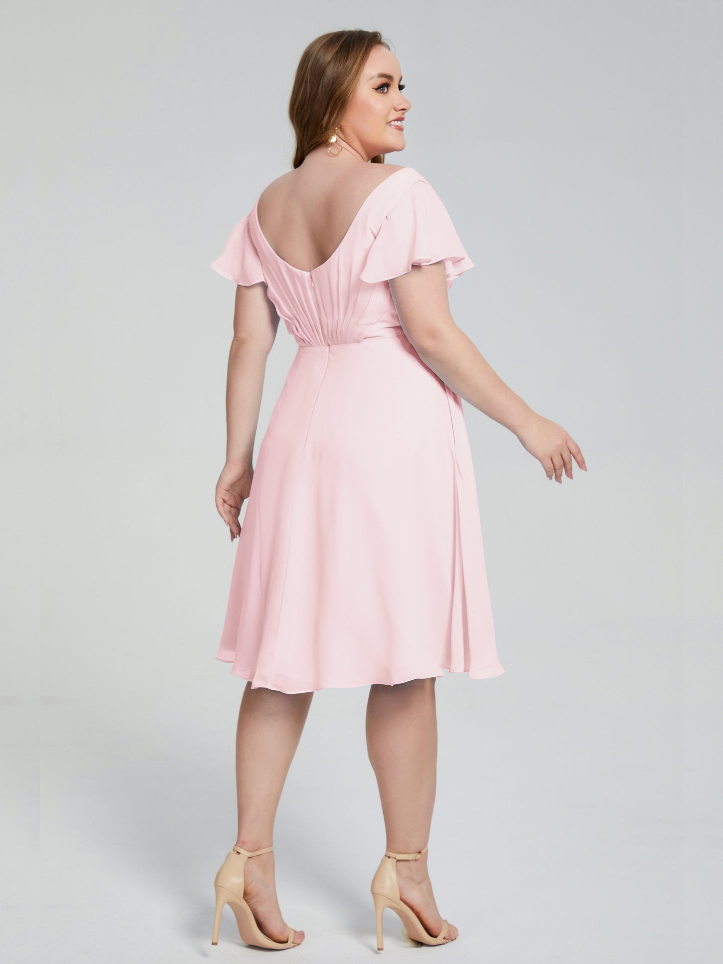Alina Affordable Plus Size Short Bridesmaid Dresses with Sleeves