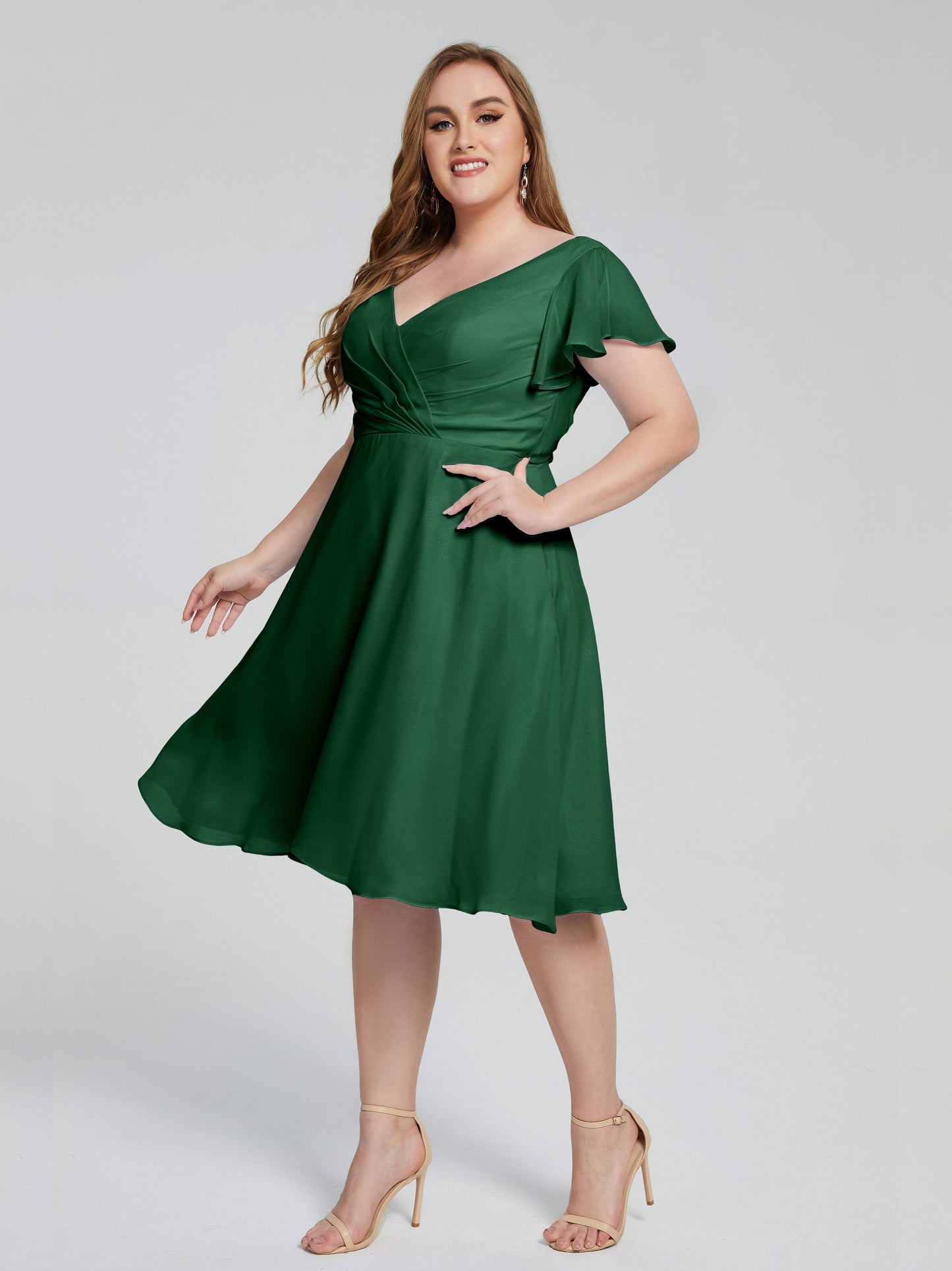 Alina Affordable Plus Size Short Bridesmaid Dresses with Sleeves