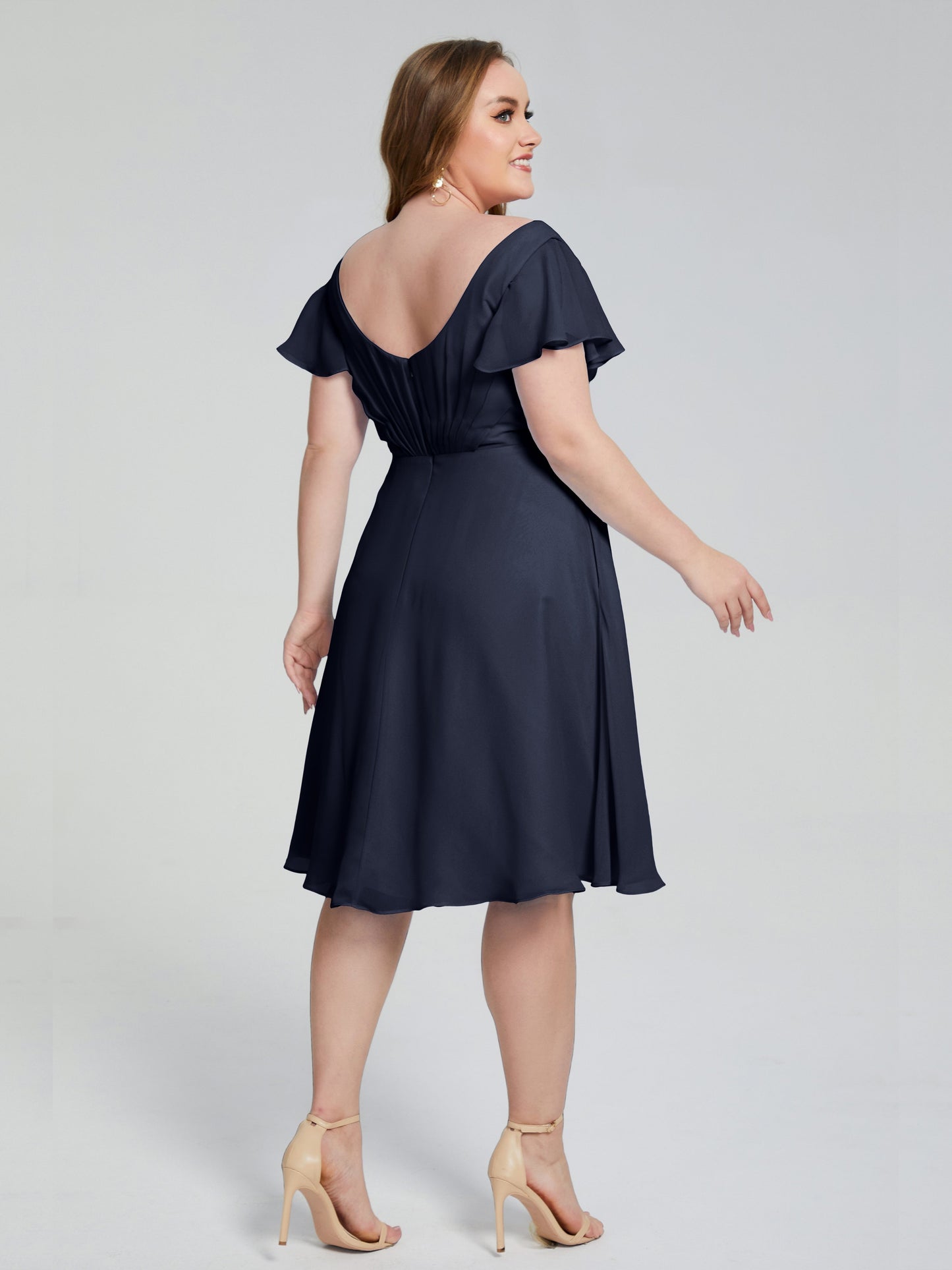 Alina Affordable Plus Size Short Bridesmaid Dresses with Sleeves