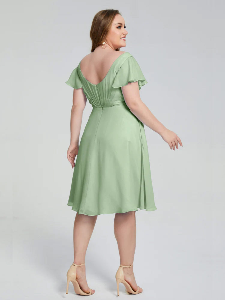 Alina Affordable Plus Size Short Bridesmaid Dresses with Sleeves