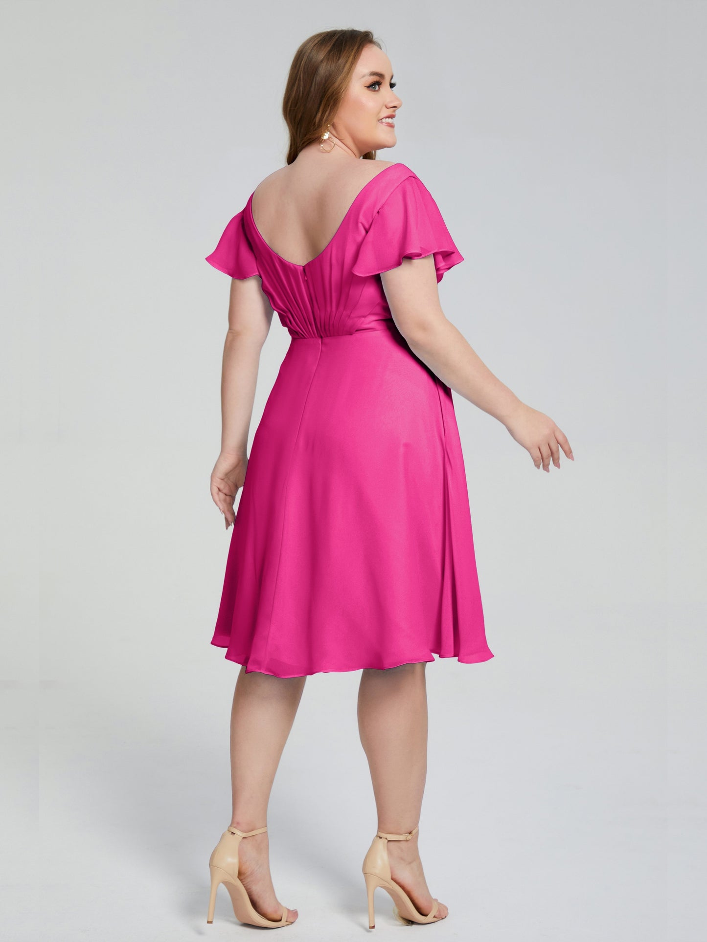Alina Affordable Plus Size Short Bridesmaid Dresses with Sleeves
