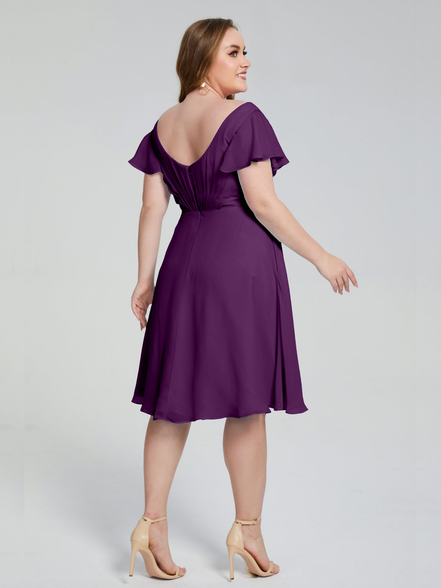 Alina Affordable Plus Size Short Bridesmaid Dresses with Sleeves