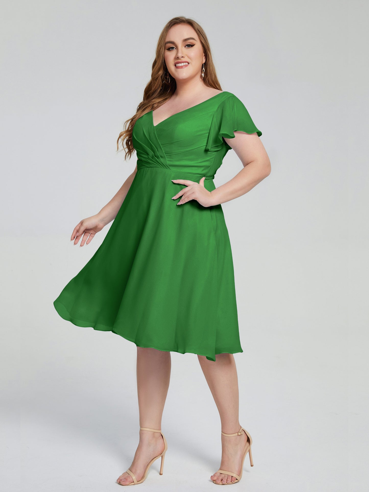 Alina Affordable Plus Size Short Bridesmaid Dresses with Sleeves