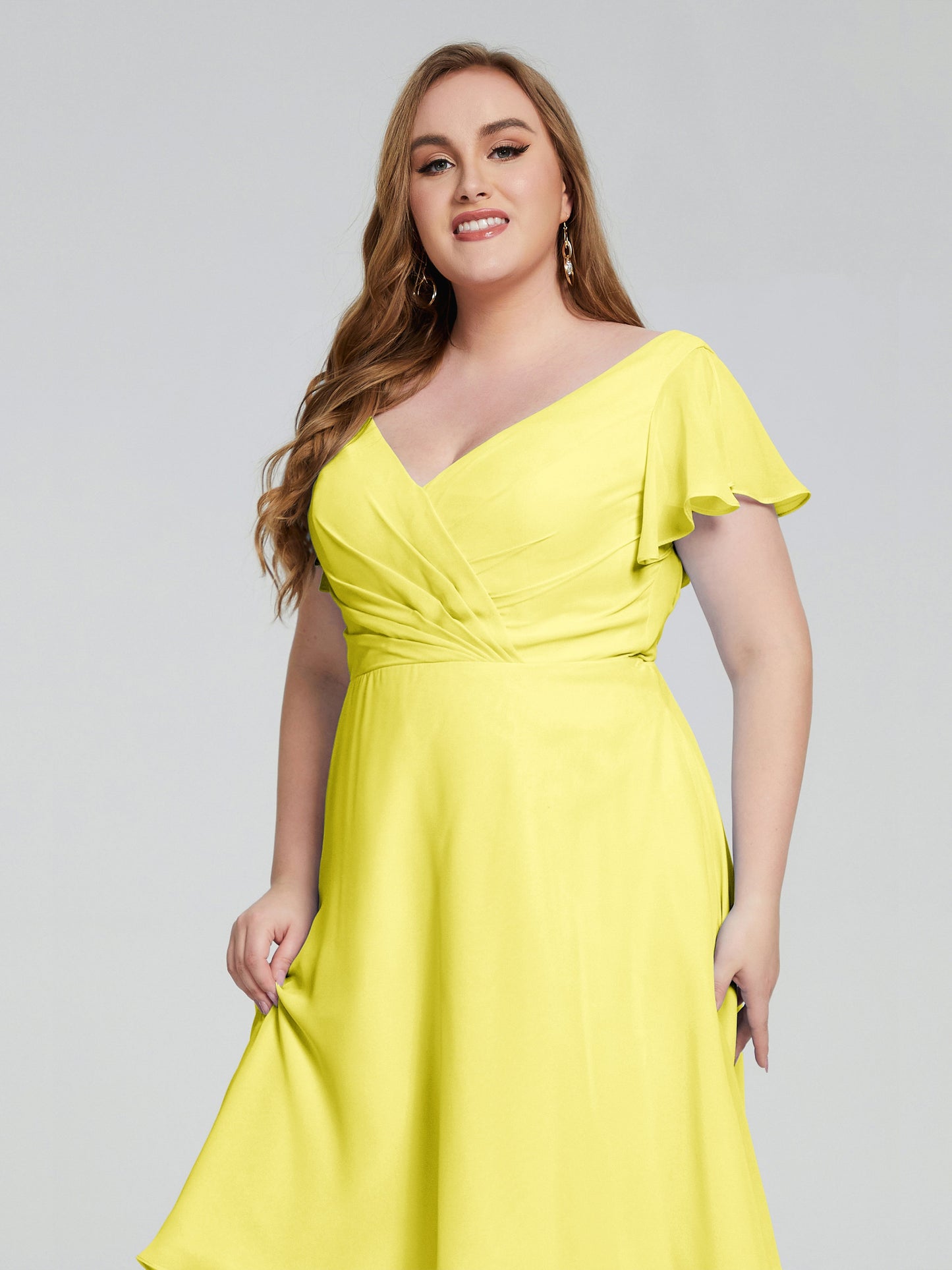 Alina Affordable Plus Size Short Bridesmaid Dresses with Sleeves