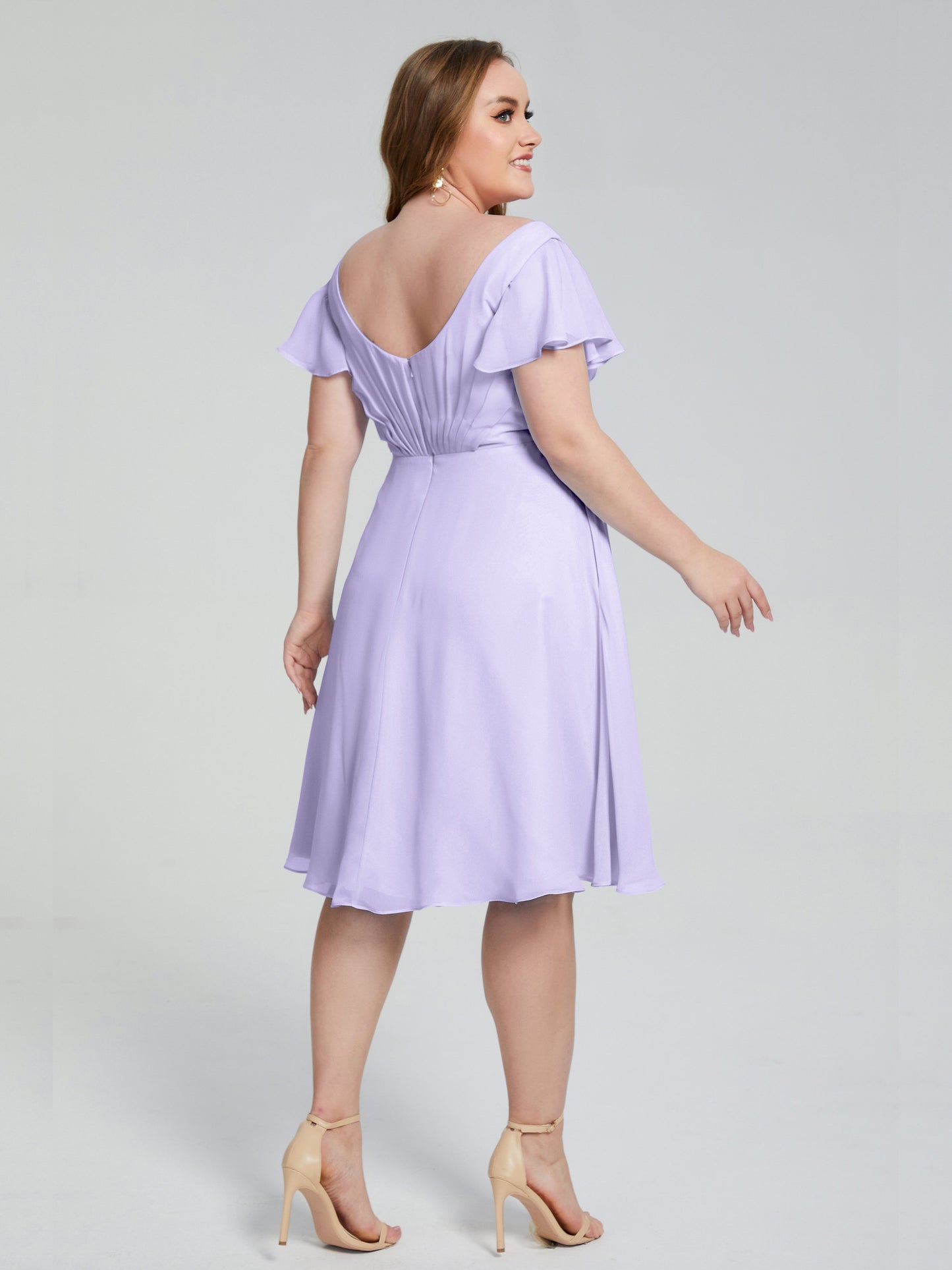 Alina Affordable Plus Size Short Bridesmaid Dresses with Sleeves