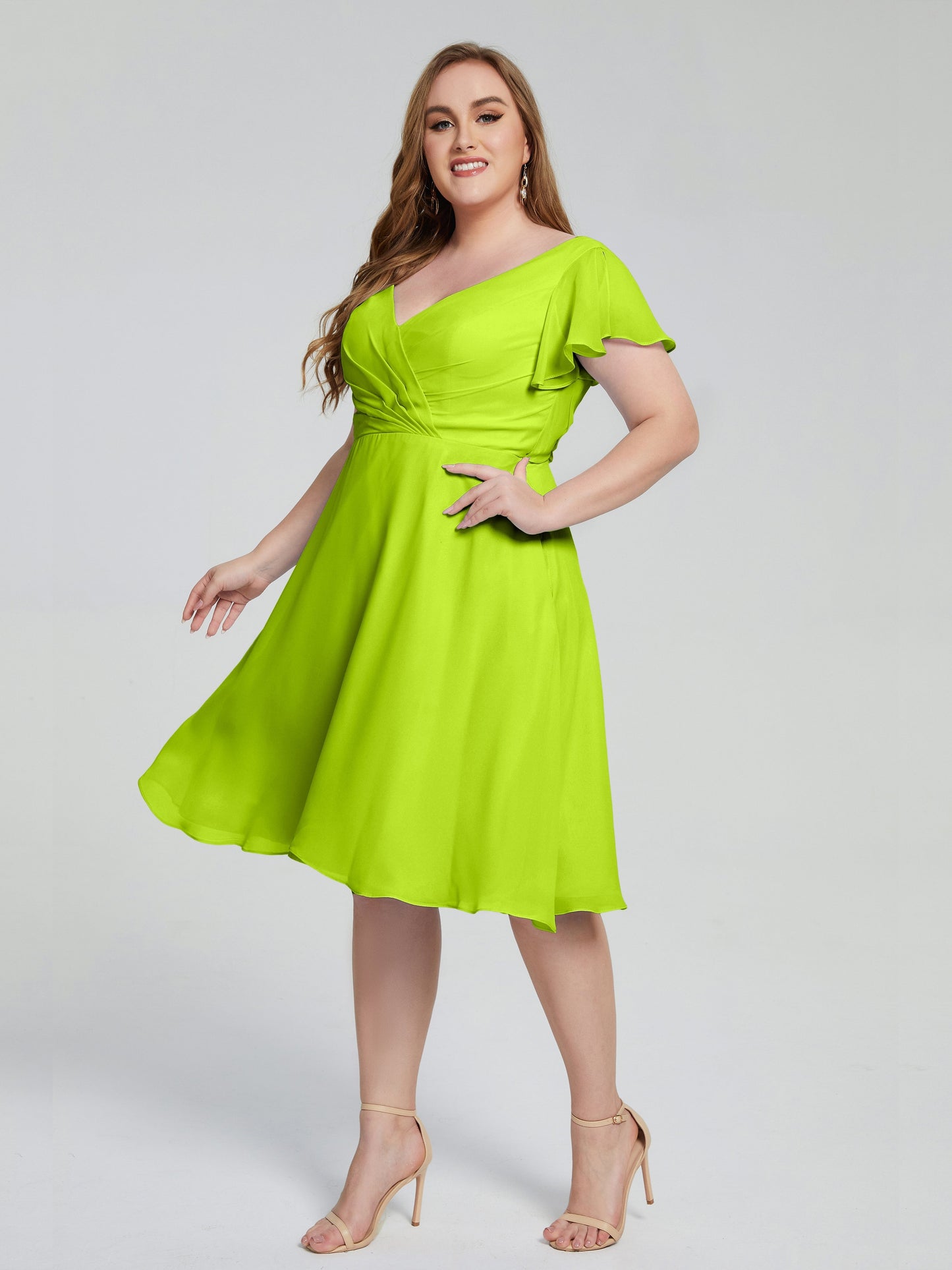 Alina Affordable Plus Size Short Bridesmaid Dresses with Sleeves