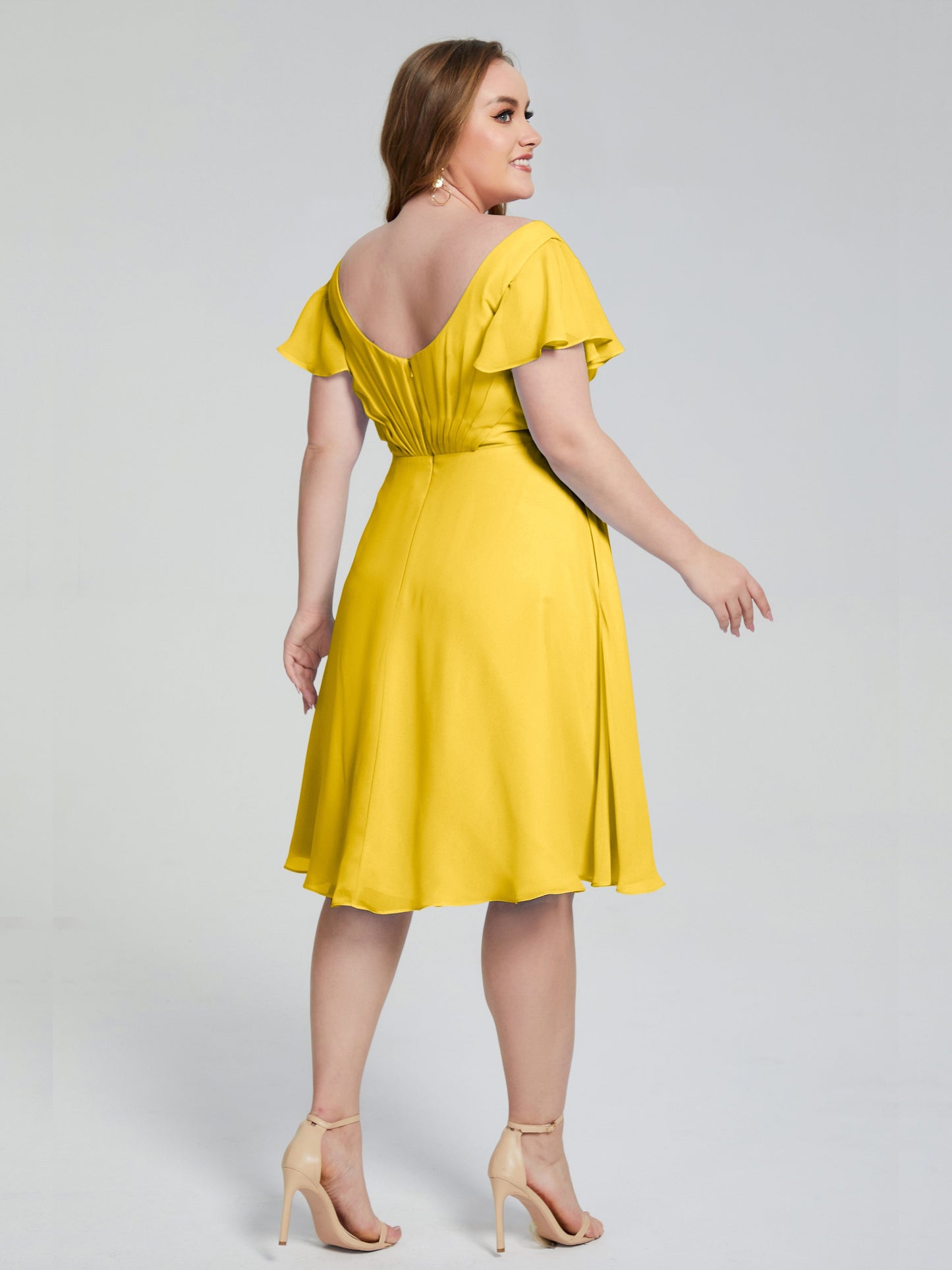 Alina Affordable Plus Size Short Bridesmaid Dresses with Sleeves
