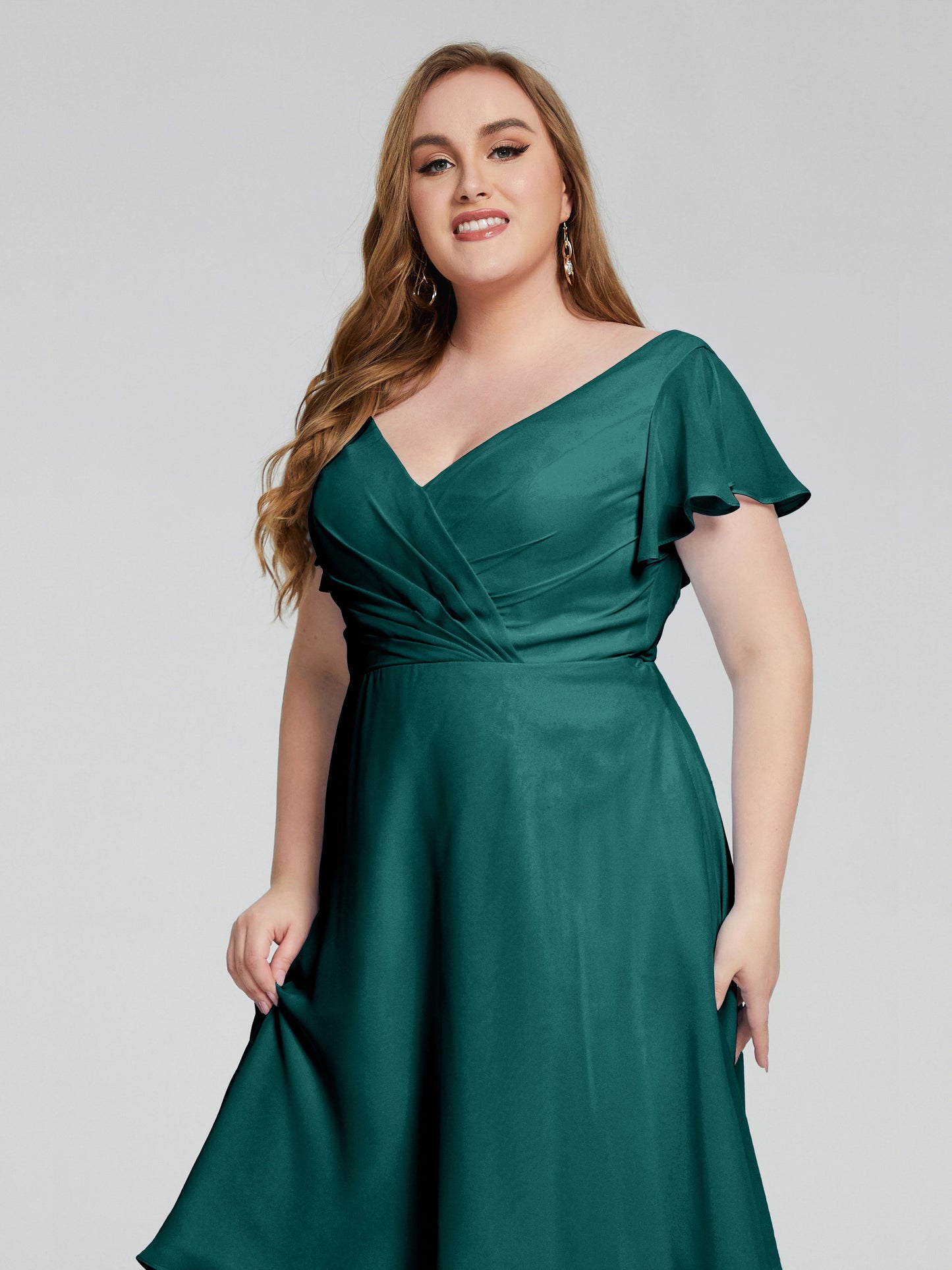 Alina Affordable Plus Size Short Bridesmaid Dresses with Sleeves