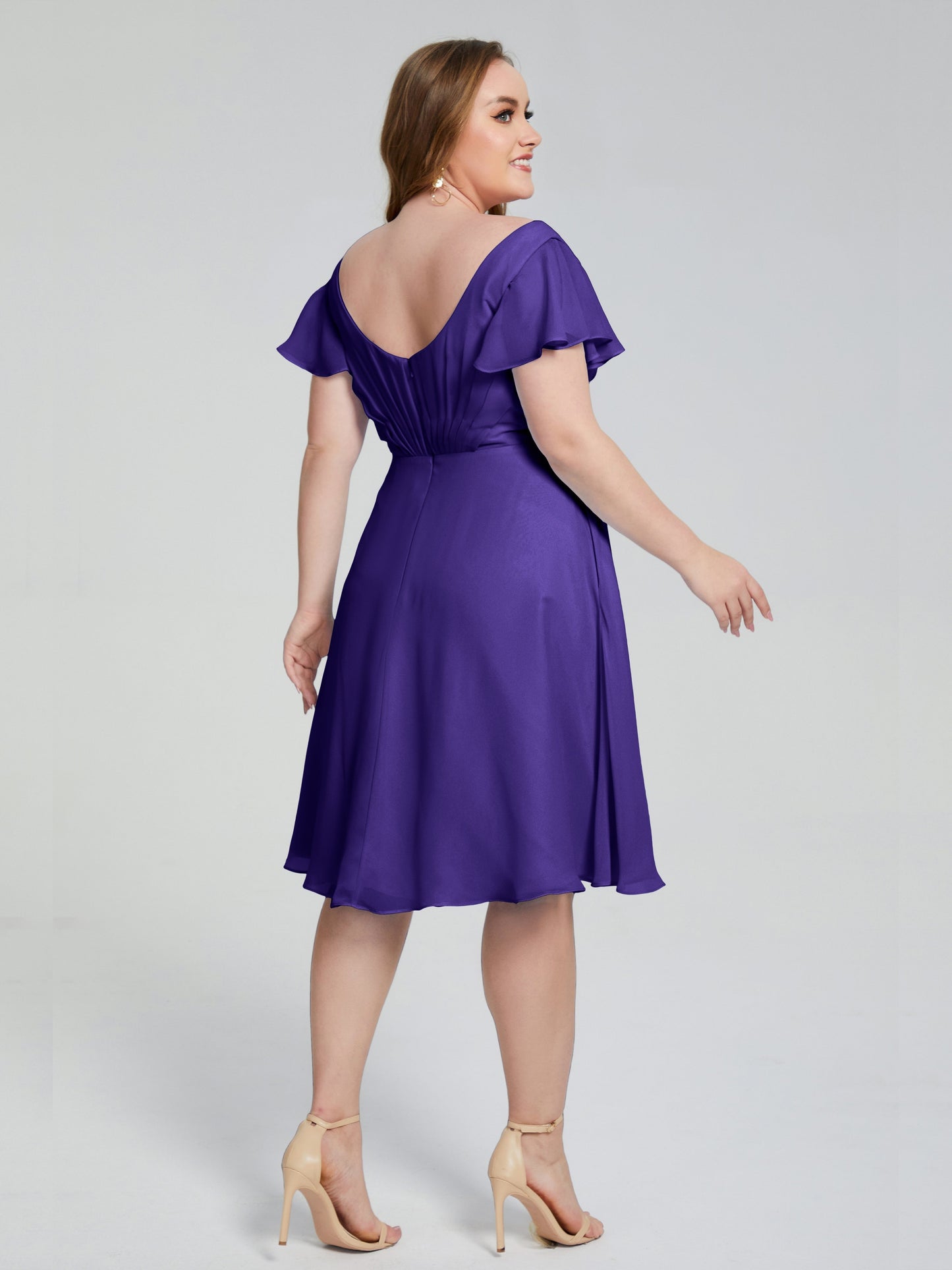 Alina Affordable Plus Size Short Bridesmaid Dresses with Sleeves