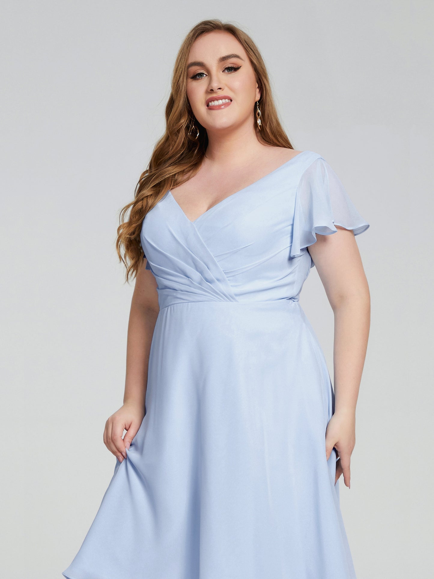 Alina Affordable Plus Size Short Bridesmaid Dresses with Sleeves
