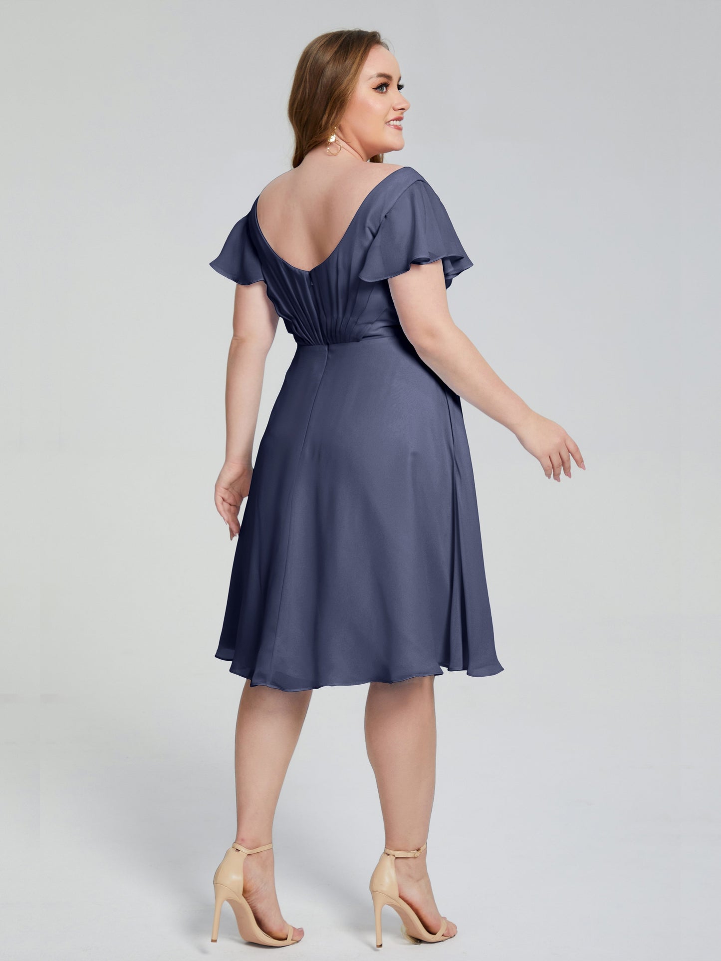 Alina Affordable Plus Size Short Bridesmaid Dresses with Sleeves