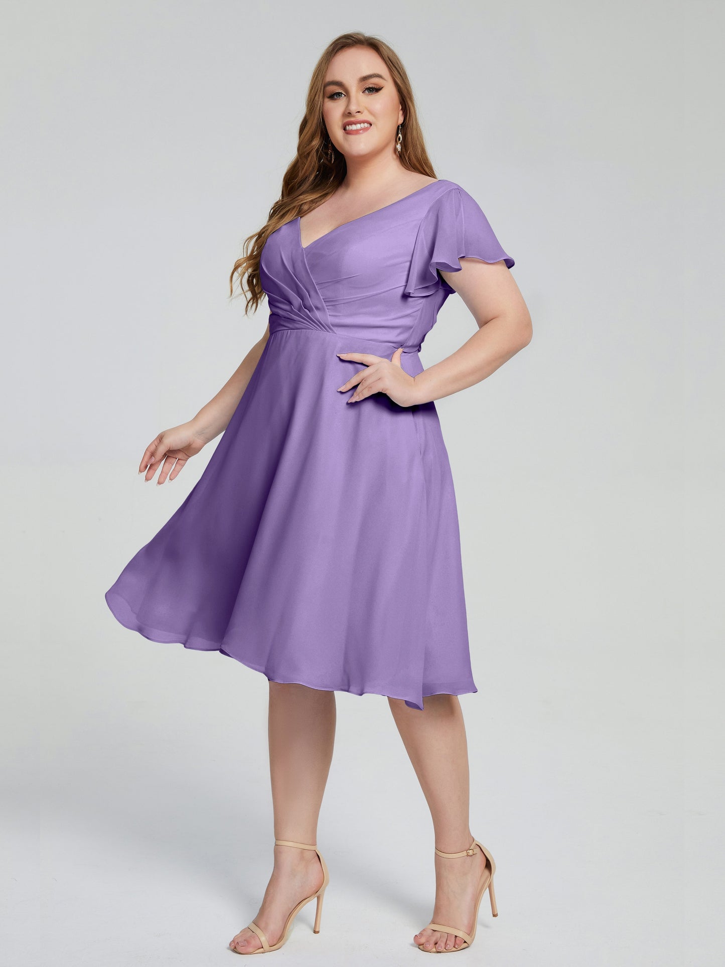 Alina Affordable Plus Size Short Bridesmaid Dresses with Sleeves