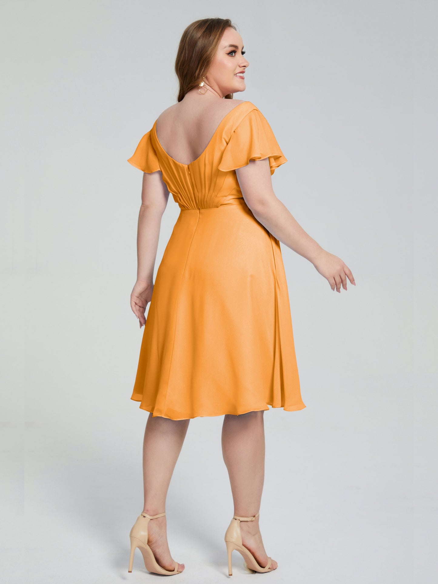Alina Affordable Plus Size Short Bridesmaid Dresses with Sleeves