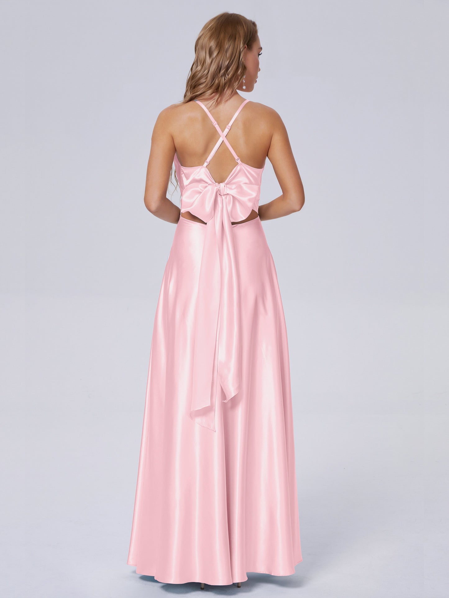 Ana Flowy Straps Soft Satin Long Bridesmaid Dresses