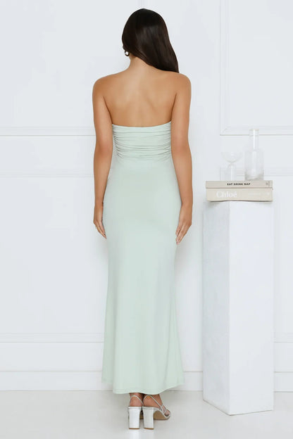 Hot Girl Social Strapless Maxi Dress Sage