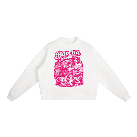 Bodega Baddie Essential Fleece Mock-Neck Crew Sweatshirt by Bronx Native