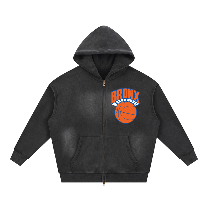 Bronx Basketball 2026 Finals Lim. Edition Logo Craze Sunfaded Two-way Zipper Boxy Fleece Hoodie product image 2 of 4 by Bronx Native