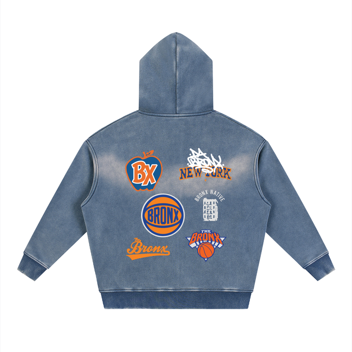 Bronx Basketball 2026 Finals Lim. Edition Logo Craze Sunfaded Two-way Zipper Boxy Fleece Hoodie product image 3 of 4 by Bronx Native