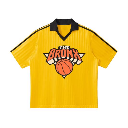 Bronx Basketball 2026 Playoff Edition Contrast Collar Striped Soccer Jersey by Bronx Native