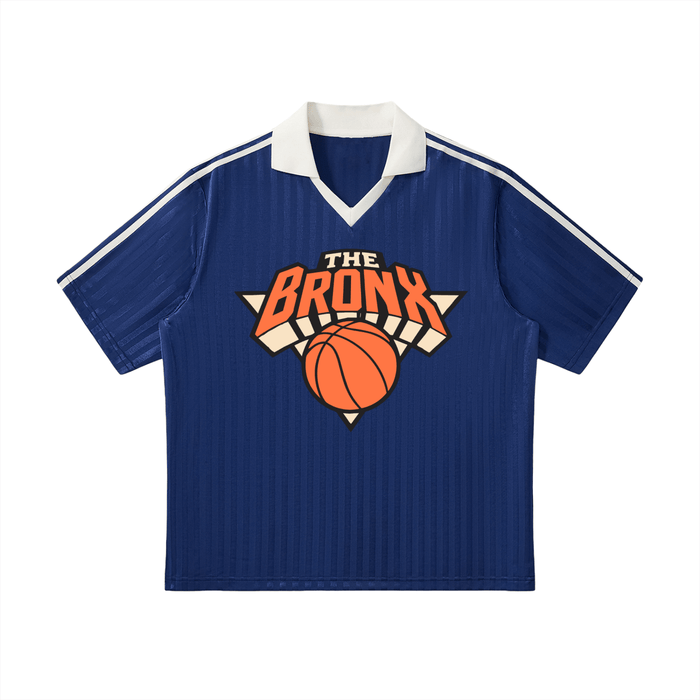 Bronx Basketball 2026 Playoff Edition Contrast Collar Striped Soccer Jersey by Bronx Native