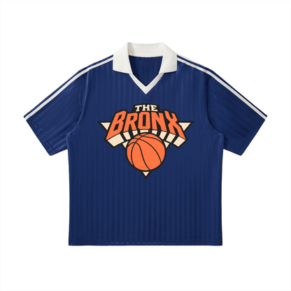 Bronx Basketball 2026 Playoff Edition Contrast Collar Striped Soccer Jersey by Bronx Native