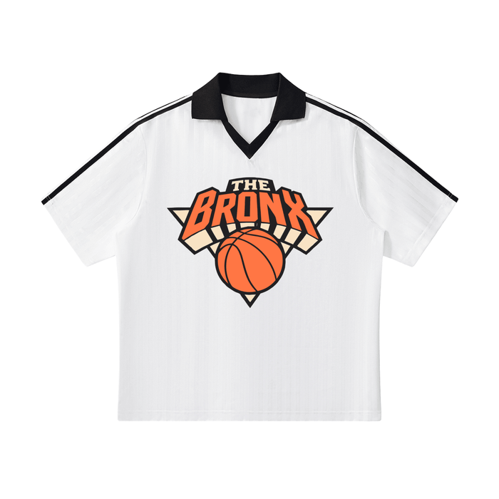 Bronx Basketball 2026 Playoff Edition Contrast Collar Striped Soccer Jersey by Bronx Native