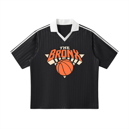 Bronx Basketball 2026 Playoff Edition Contrast Collar Striped Soccer Jersey by Bronx Native