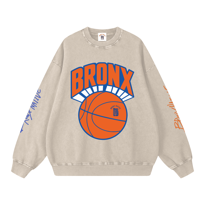 Bronx Basketball 2026 Playoff Edition Snow Washed Oversized Sweatshirt by Bronx Native