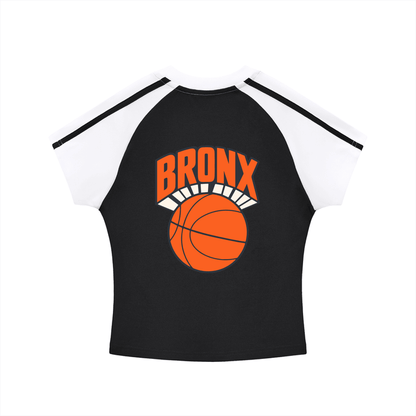 Bronx Basketball 2026 Playoff Edition Women's Contrast Stripes Bodycon Raglan Sleeve T-Shirt by Bronx Native