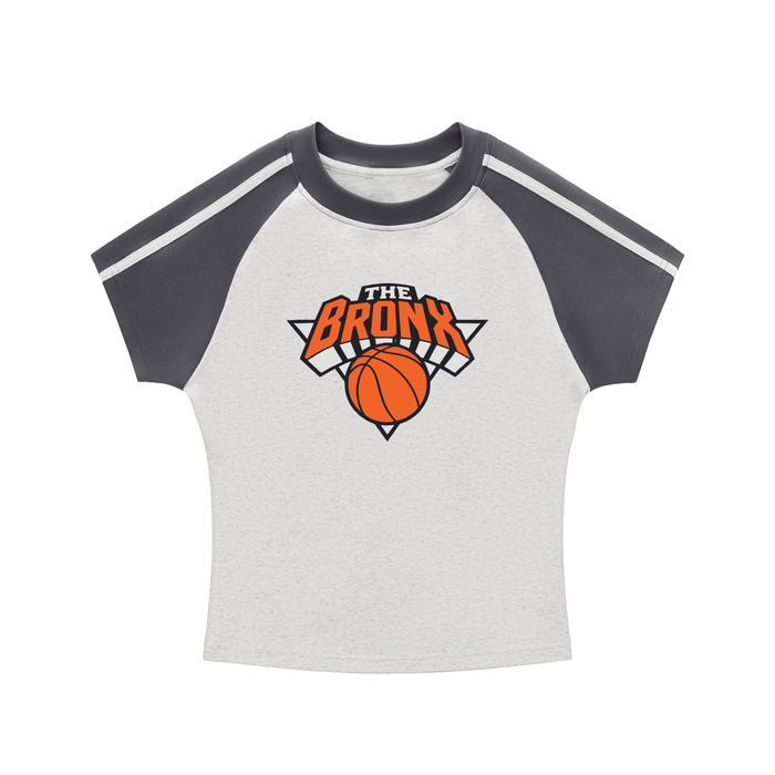 Bronx Basketball 2026 Playoff Edition Women's Contrast Stripes Bodycon Raglan Sleeve T-Shirt by Bronx Native