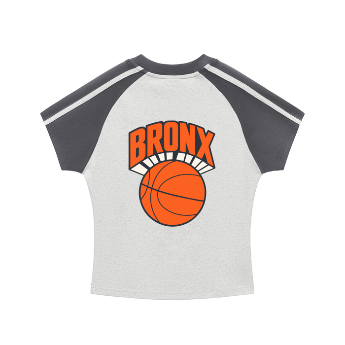 Bronx Basketball 2026 Playoff Edition Women's Contrast Stripes Bodycon Raglan Sleeve T-Shirt by Bronx Native