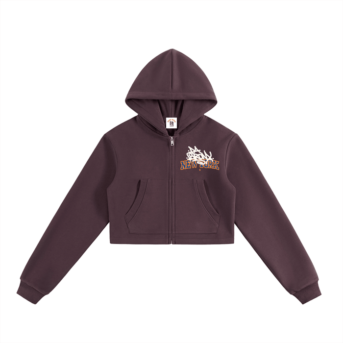 Bronx Basketball 2026 Playoff Edition Women's Essential Cropped Zip-Up Hoodie by Bronx Native