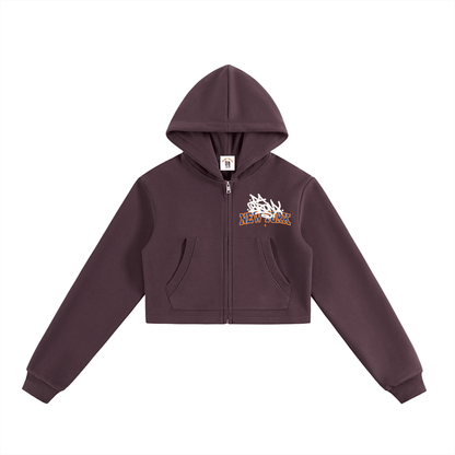 Bronx Basketball 2026 Playoff Edition Women's Essential Cropped Zip-Up Hoodie by Bronx Native