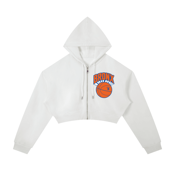 Bronx Basketball 2026 Playoff Edition Women's Essential Cropped Zip-Up Hoodie by Bronx Native