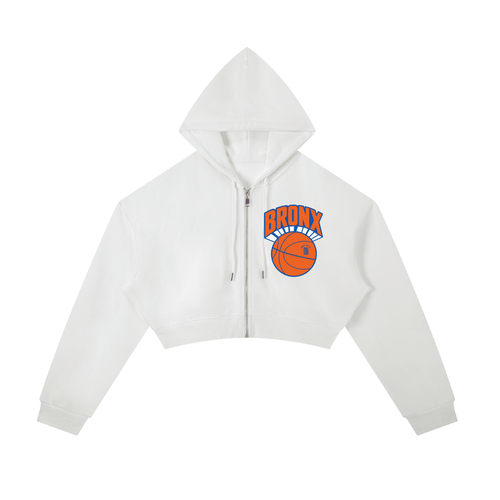 Bronx Basketball 2026 Playoff Edition Women's Essential Cropped Zip-Up Hoodie by Bronx Native