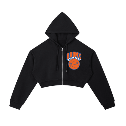 Bronx Basketball 2026 Playoff Edition Women's Essential Cropped Zip-Up Hoodie by Bronx Native