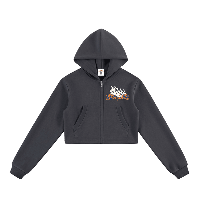 Bronx Basketball 2026 Playoff Edition Women's Essential Cropped Zip-Up Hoodie by Bronx Native