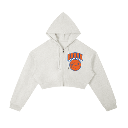 Bronx Basketball 2026 Playoff Edition Women's Essential Cropped Zip-Up Hoodie by Bronx Native