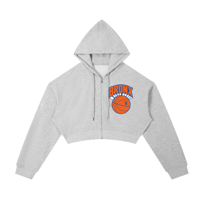 Bronx Basketball 2026 Playoff Edition Women's Essential Cropped Zip-Up Hoodie by Bronx Native