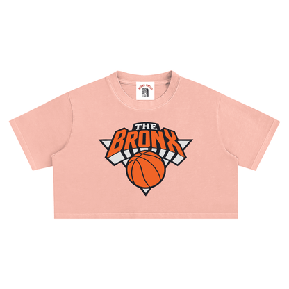 Bronx Basketball 2026 Playoff Edition Women's Snow Washed Crop Top by Bronx Native