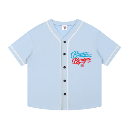 Bronx Boricua 787 Contrast Piped Button-Up Jersey by Bronx Native - Puerto Rico Collection