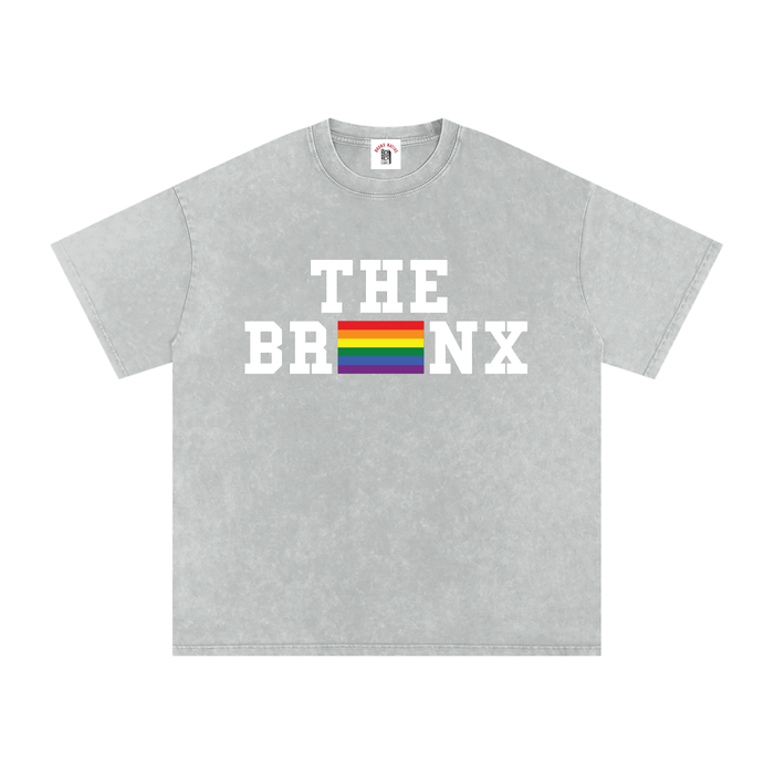 Bronx Pride Snow Washed Oversized Cotton Tee by Bronx Native for Bronx Pride, NYC Pride, and inclusive New York streetwear