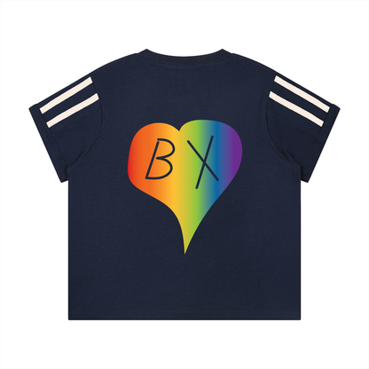 Bronx Pride Women's Varsity Stripe T-Shirt by Bronx Native for Bronx Pride, NYC Pride, and inclusive New York streetwear