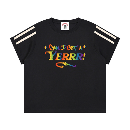 Bronx Pride Women's Varsity Stripe T-Shirt by Bronx Native for Bronx Pride, NYC Pride, and inclusive New York streetwear