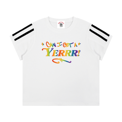 Bronx Pride Women's Varsity Stripe T-Shirt by Bronx Native for Bronx Pride, NYC Pride, and inclusive New York streetwear